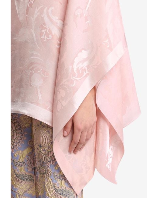 Etro Pink Silk-Blend Jacquard Cape Top