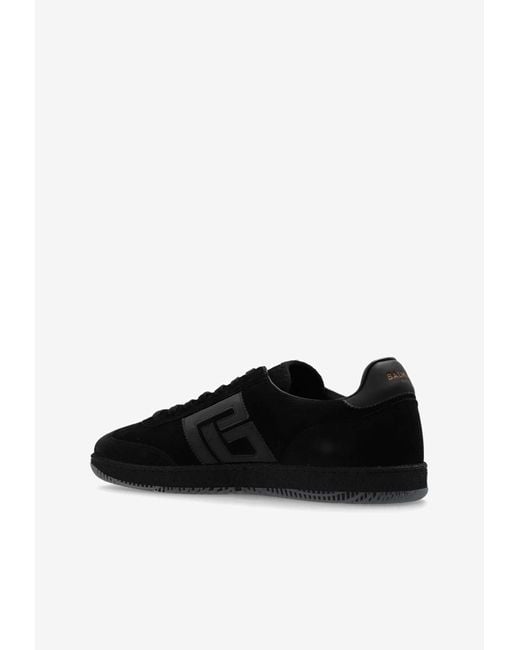 Balmain Black Swan Suede Low-Top Sneakers for men