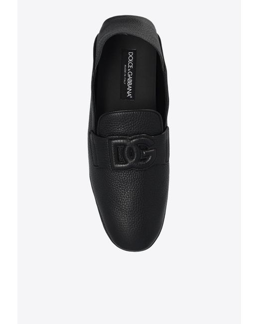Dolce & Gabbana White Dg Logo Leather Loafers for men