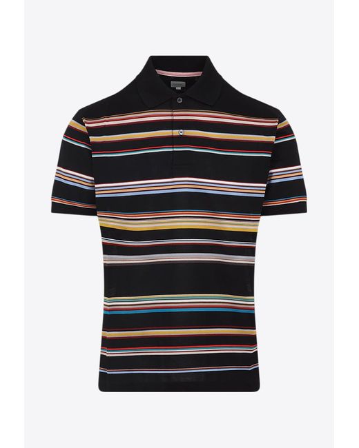 Paul Smith Black Signature Stripe Polo T-Shirt for men