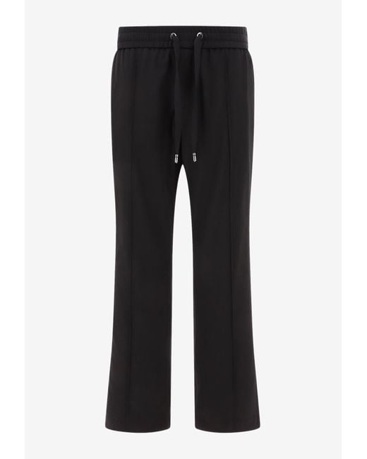 Dolce & Gabbana Black Wool Drawstring Track Pants for men