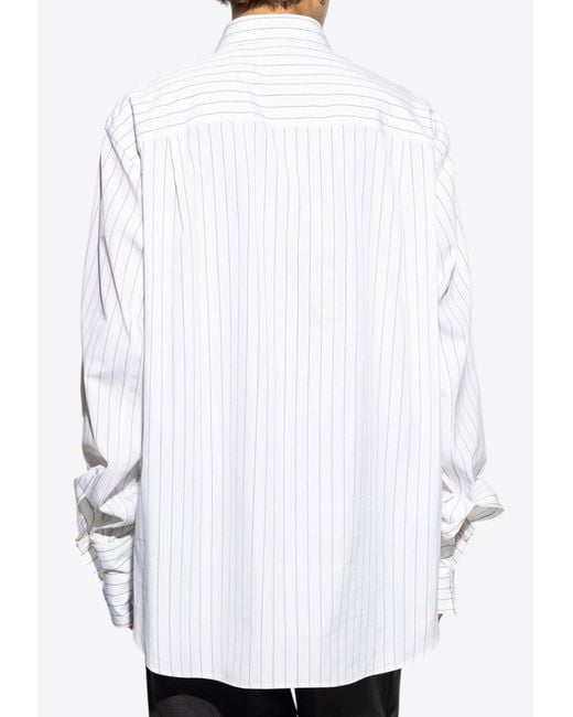 Alexander McQueen White Striped Long-Sleeved Shirt for men