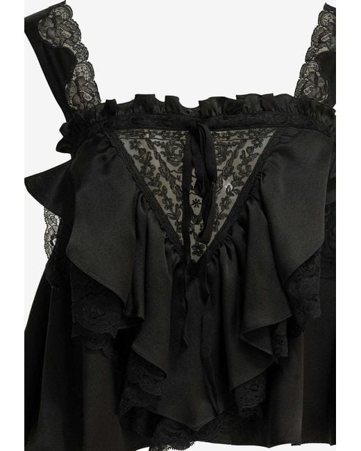 Chloé Black Ruffled Silk Top