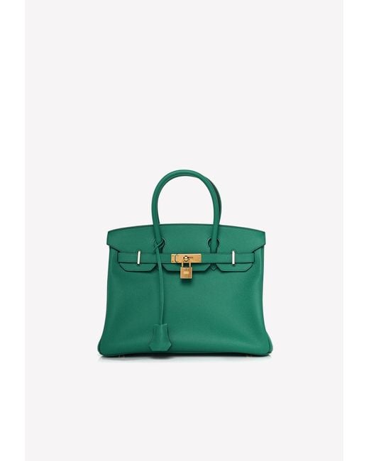 Hermès Green Birkin 30 In Vert Jade Epsom With Gold Hardware