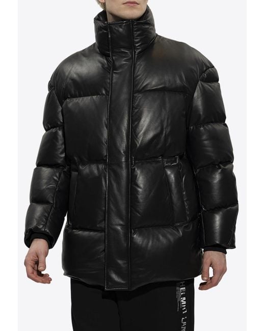 Emporio Armani Black Nappa Leather Down Jacket for men