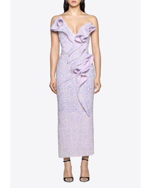 Maticevski Purple Spellbind Glittered Midi Dress