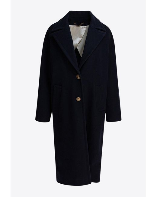 Golden Goose Deluxe Brand Blue Single-Breasted Wool Blend Coat