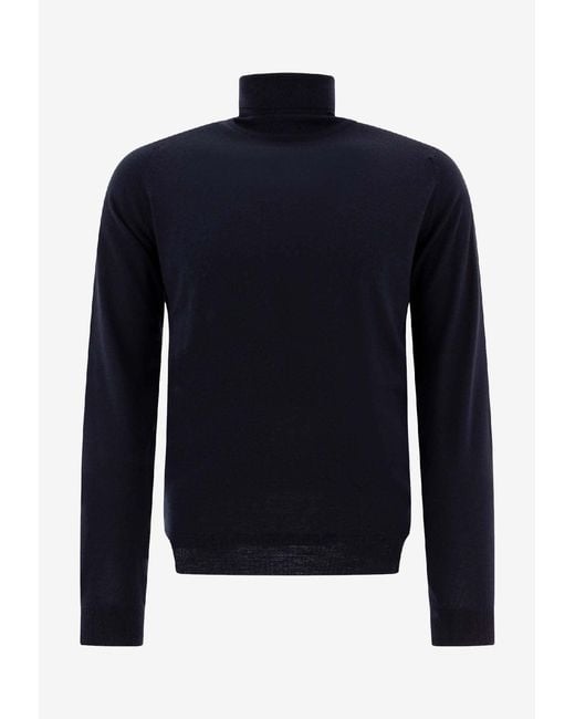 John Smedley Blue Cherwell Turtleneck Sweater for men