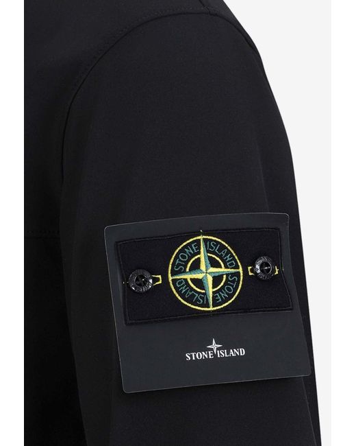 Stone Island Logo-patch Hooded Bomber Jacket in Black for Men | Lyst
