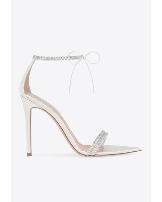 Gianvito Rossi White Montecarlo 105 Crystal-Embellished Sandals