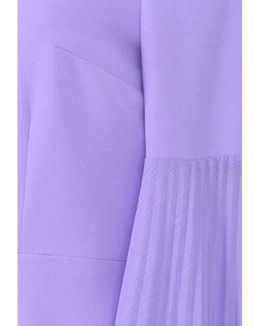 Solace London Purple Grace Pleated-Sleeve Maxi Dress