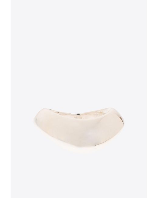 Bottega Veneta White Plated Curved Ring