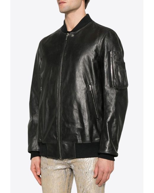 Rick Owens Classic Flight Leather Bomber Jacket in Black for Men