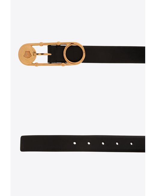 Versace White Safety Pin Leather Belt