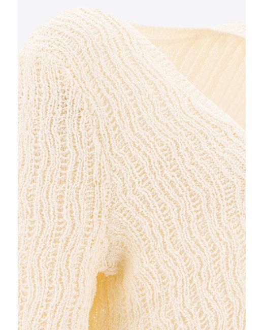 Loulou de Saison Natural Komo V-Neck Knitted Sweater