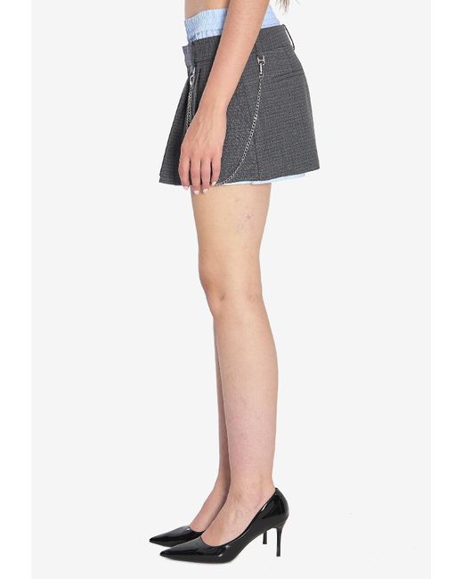 Alexander Wang Gray Pleated Wool Blend Mini Skirt