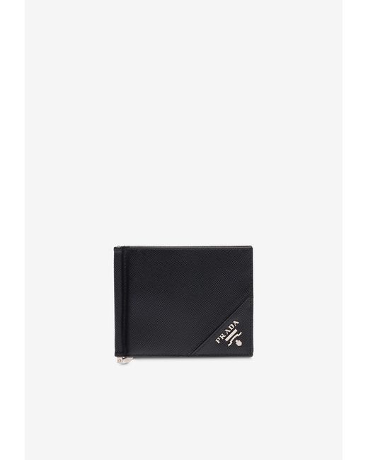 Prada White Triangle Logo Leather Wallet for men