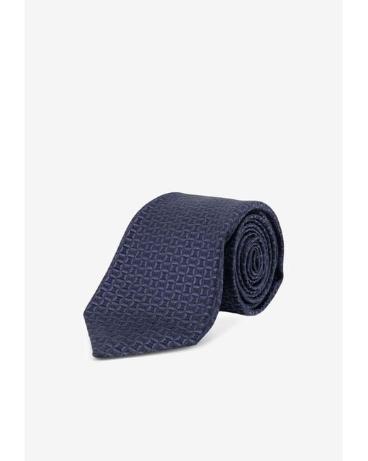Kiton Blue Silk Logo Tie for men