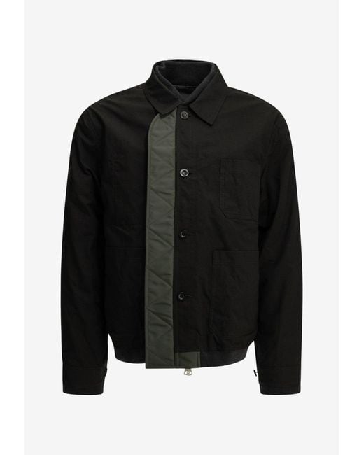 Sacai Black Reversible Zip-Up Jacket for men