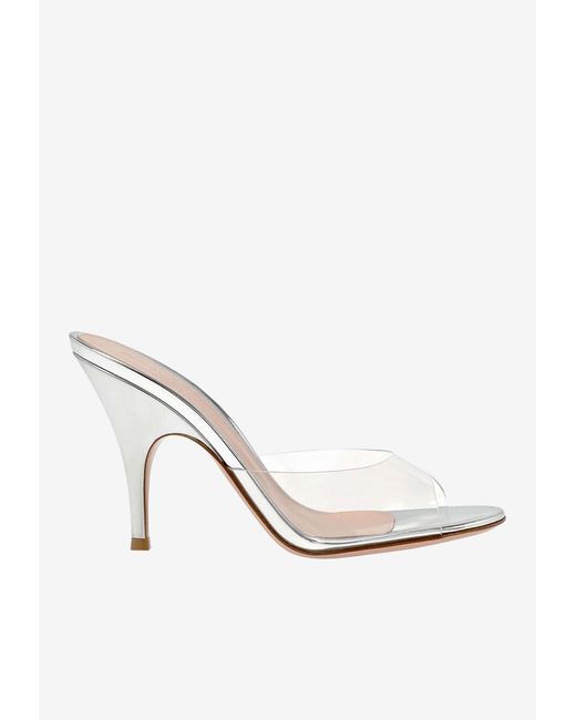 Gianvito Rossi White Sofia 95 Plexi Mules