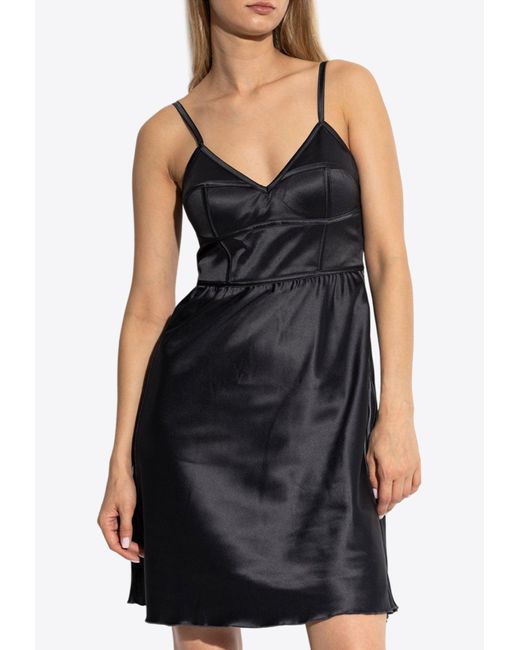 adidas Originals Women's Black Sleeveless Satin Mini Dress