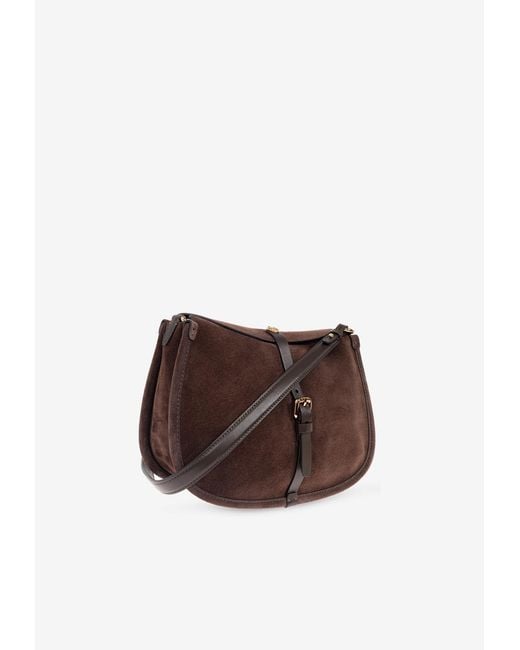 Etro Brown Medium Pony Suede Shoulder Bag
