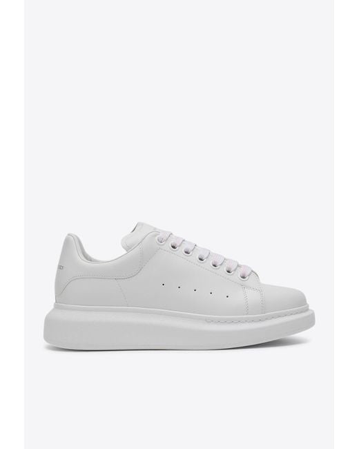 Alexander McQueen White Oversized Leather Low-Top Sneakers