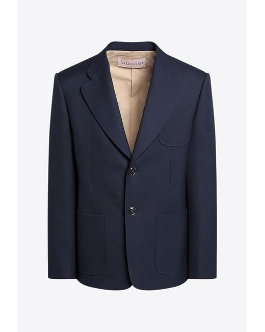 Valentino Blue Single Breasted Wool Jacket for men