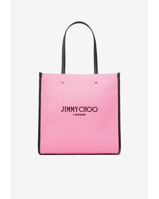 Jimmy Choo Pink Medium Logo Tote Bag