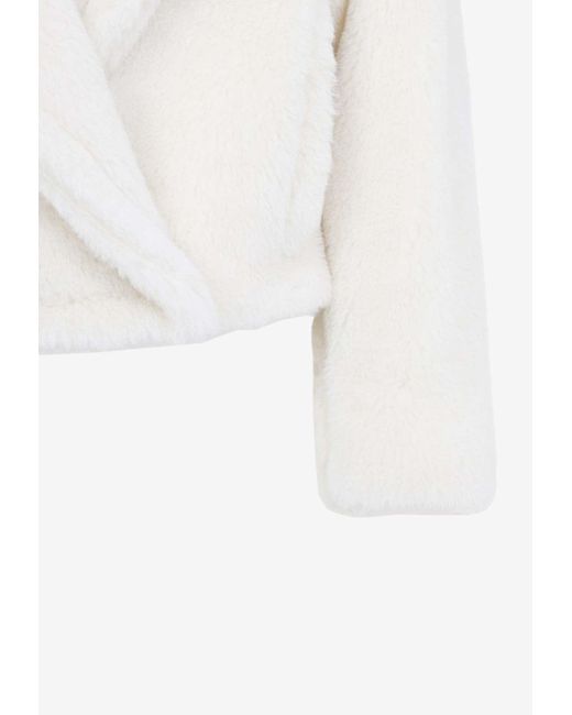 Max Mara White Oggeri Teddy Short Coat