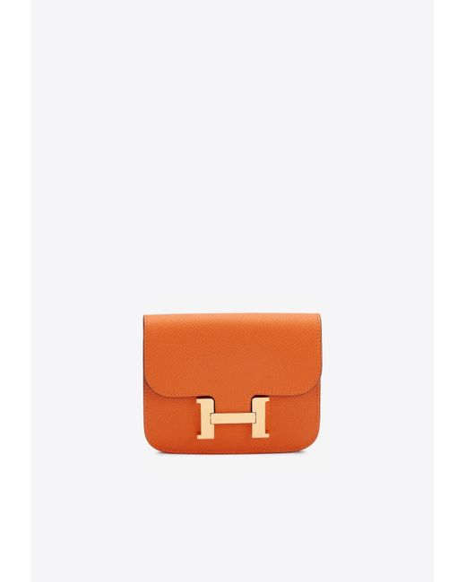 Hermès Orange Constance Slim Wallet