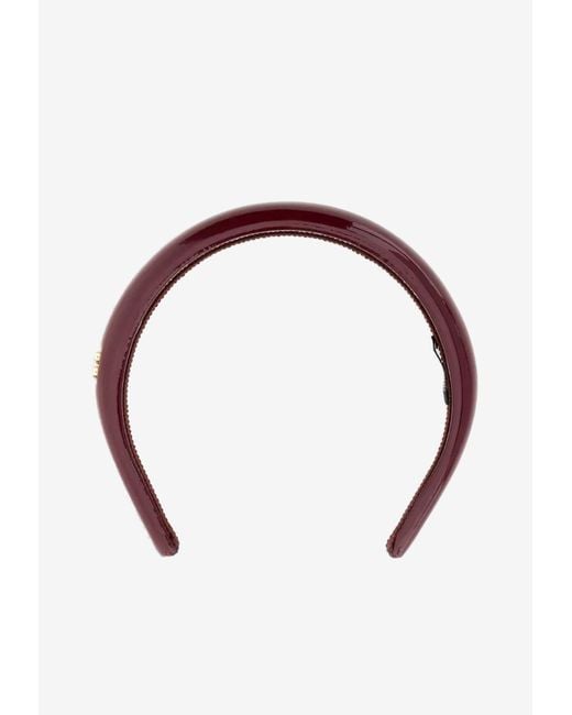 Miu Miu Red Logo Plaque Patent Leather Headband
