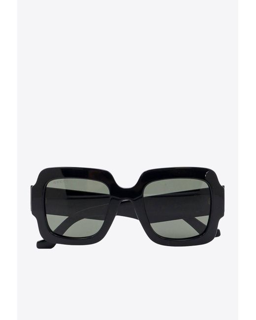 Gucci Black Square-Frame Double G Sunglasses