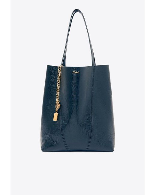 Chloé Blue Spin Grained Leather Tote Bag