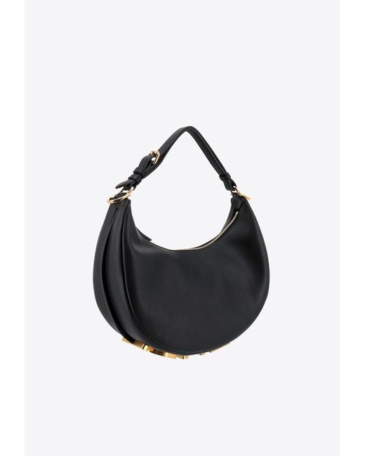 Fendi Black Small Graphy Leather Hobo Bag