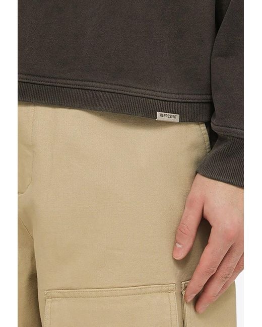 Represent Gray Logo Print Washed Half-Zip Sweatshirt for men