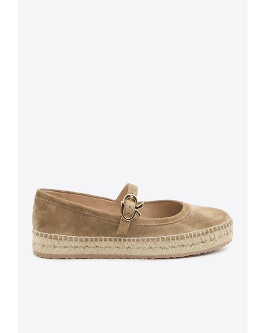 Gianvito Rossi White Elda Mary-Jane Suede Espadrilles