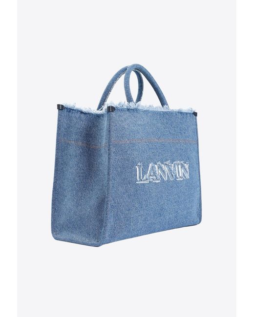 Lanvin Blue Logo Denim Tote Bag