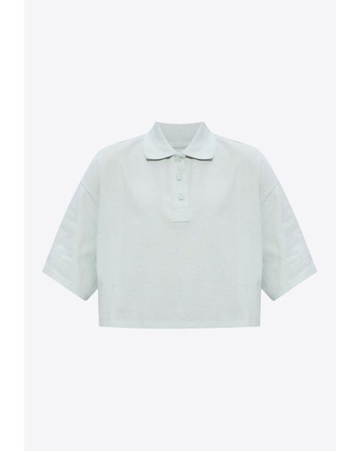 Bottega Veneta White Cropped Polo T-Shirt