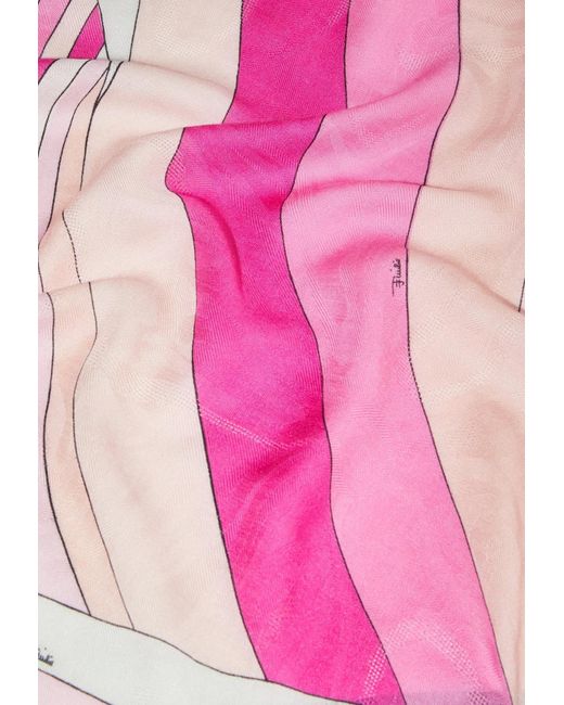 Emilio Pucci Pink Iride Print Silk And Wool Pashmina