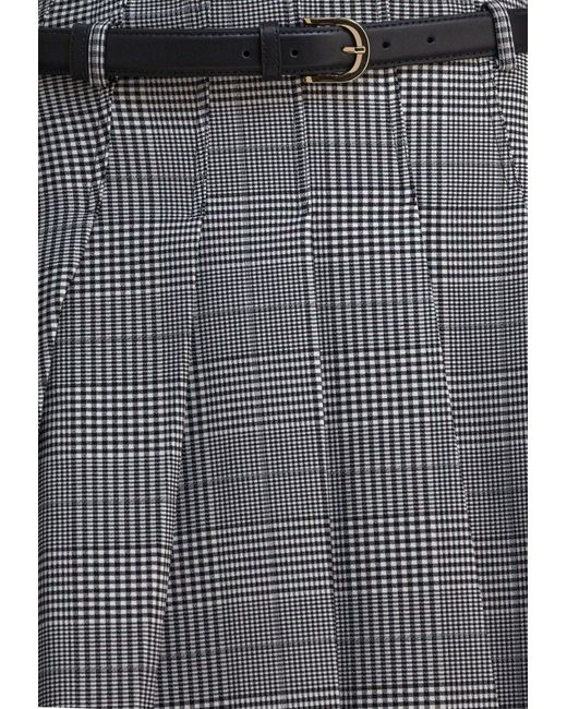 Self-Portrait Gray Prince Of Wales Pleated Midi Skirt