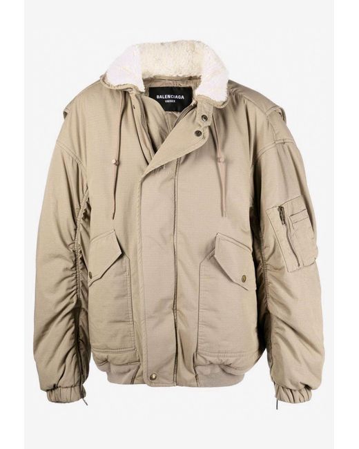 Balenciaga Cotton Unity Padded Bomber Jacket in Brown for Men | Lyst UK