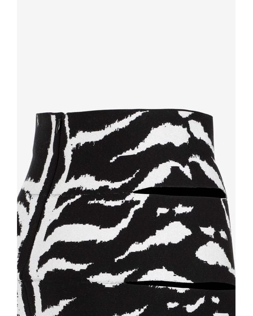 Alaïa White Zebra Print Pencil Midi Skirt