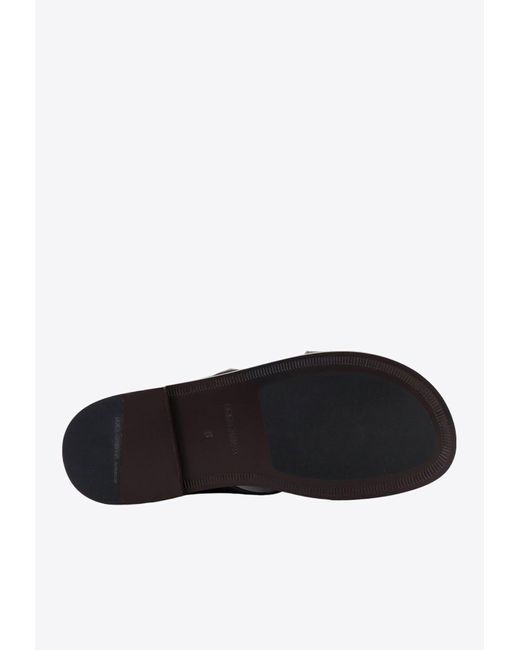 Dolce & Gabbana White Dg Logo Calf Leather Sandals for men