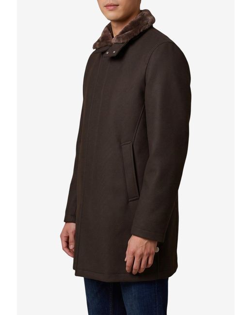 Herno Brown High-Collar Short Coat for men