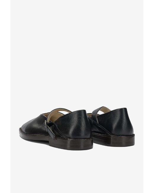 Lemaire Black Leather Ballet Flats