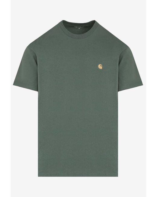 Carhartt Green Logo-Embroidered Chase T-Shirt for men