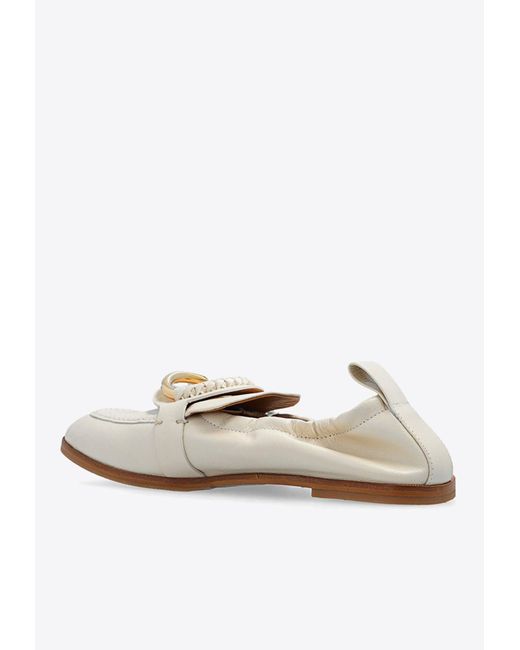 See By Chloé White Hana Leather Round-Toe Loafers