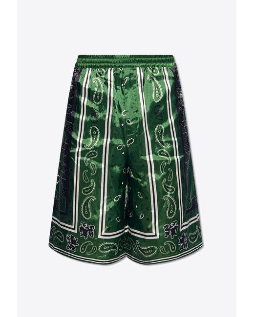 Off-White c/o Virgil Abloh Green Bandana Print Bermuda Shorts for men