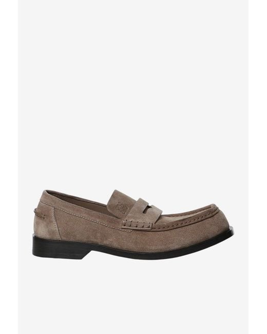 Loewe Brown Suede Leather Loafers for men